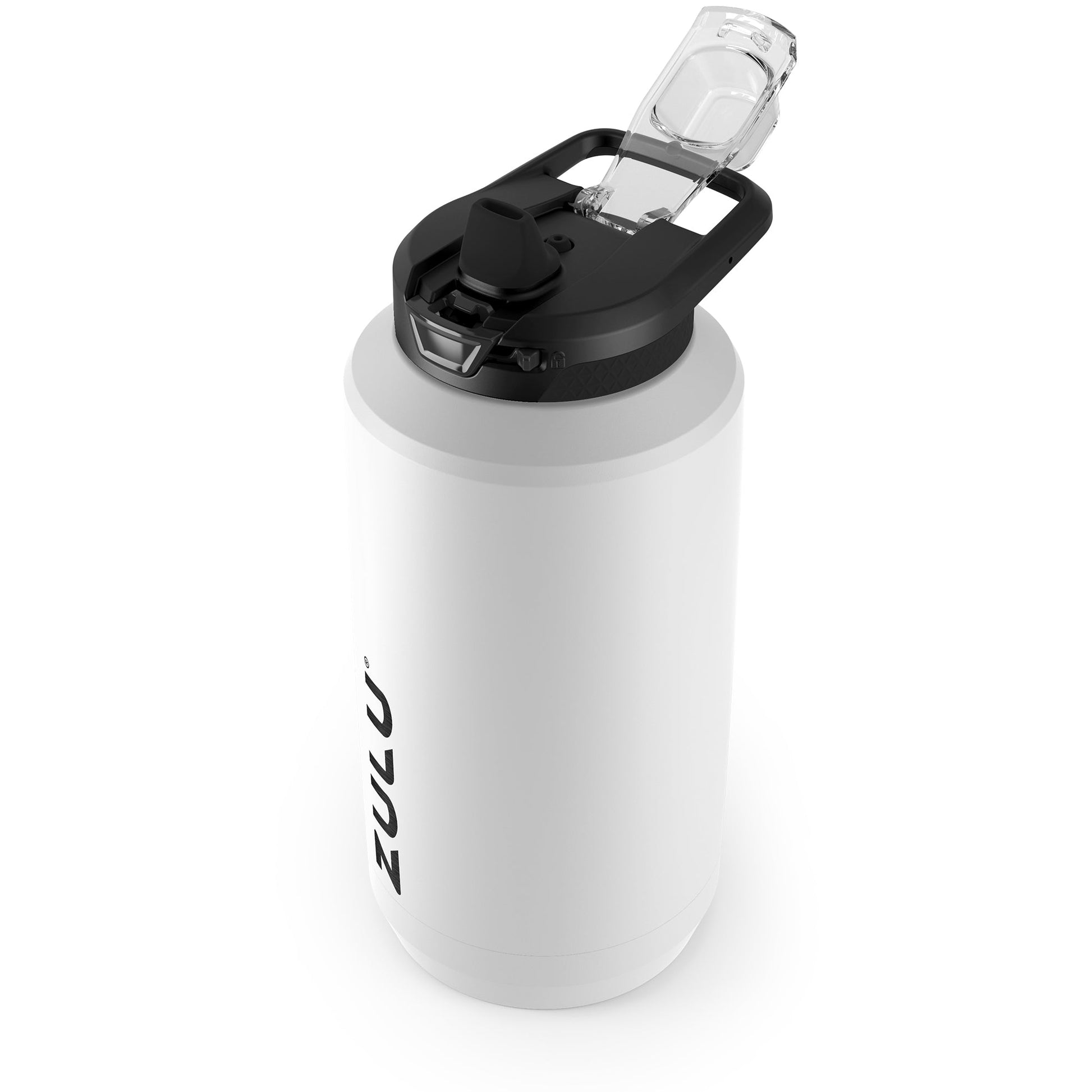 goals-stainless-steel-half-gallon-water-bottle-with-straw-m6 ZuluGoals64ozSSJug_Straw_AngleLidOpen_Keytography_White.jpg