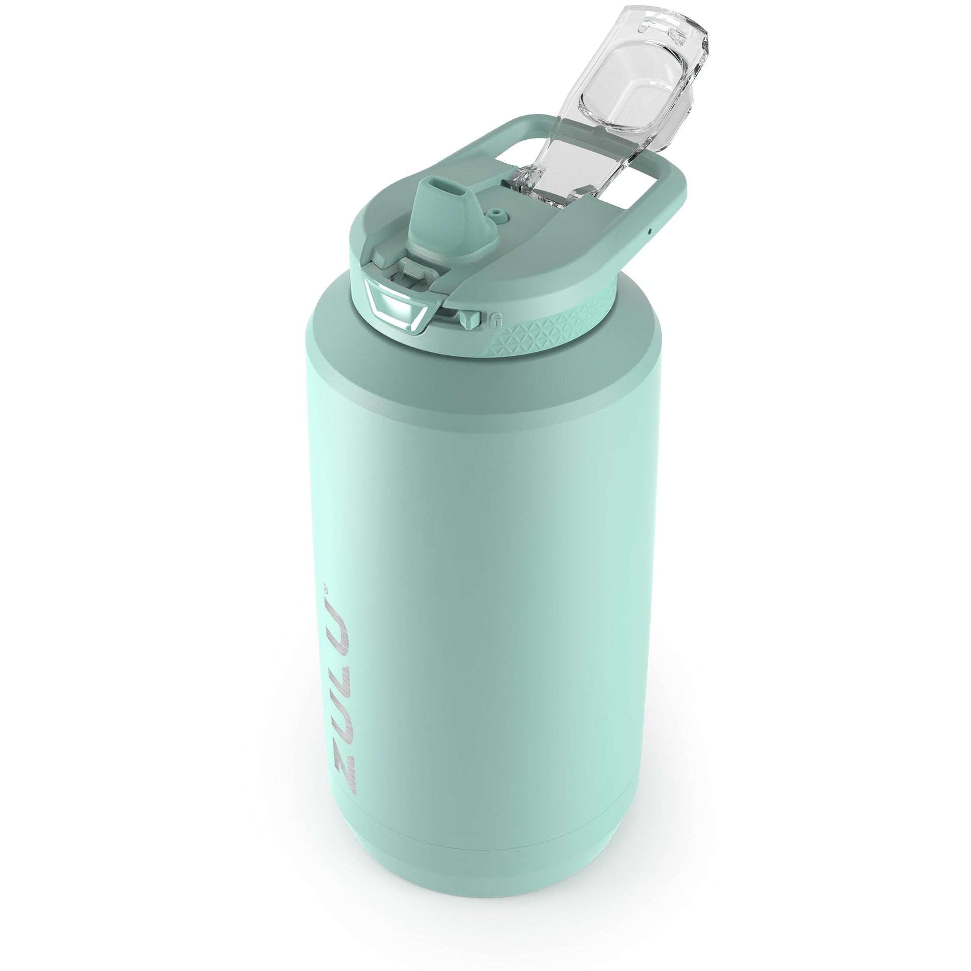 goals-stainless-steel-half-gallon-water-bottle-with-straw-m6 ZuluGoals64ozSSJug_Straw_AngleLidOpen_Keytography_Yucca.jpg